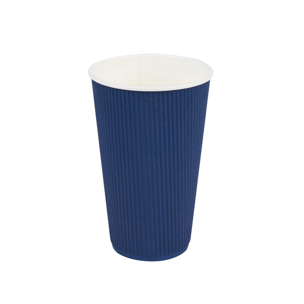 Restpresso 16 oz Midnight Blue Paper Coffee Cup - Ripple Wall - 3 1/2" x 3 1/2" x 5 1/2" - 500 count box