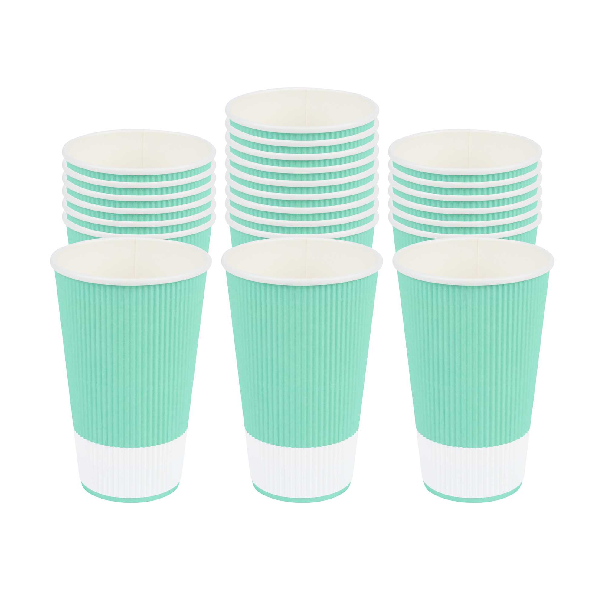 Restpresso 16 oz Light Green Paper Coffee Cup - Ripple Wall - 3 1/2" x 3 1/2" x 5 1/2" - 25 count box