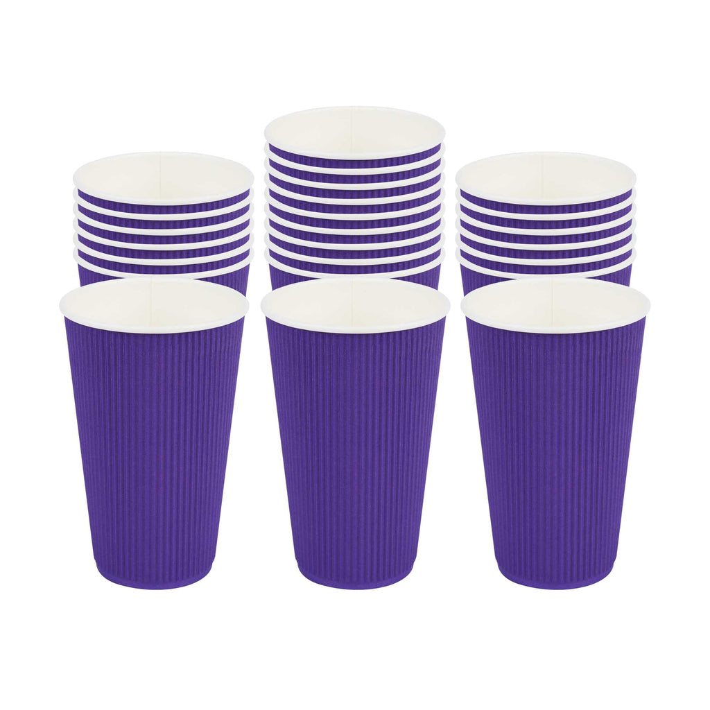 Restpresso 16 oz Royal Purple Paper Coffee Cup - Ripple Wall - 3 1/2" x 3 1/2" x 5 1/2" - 500 count box