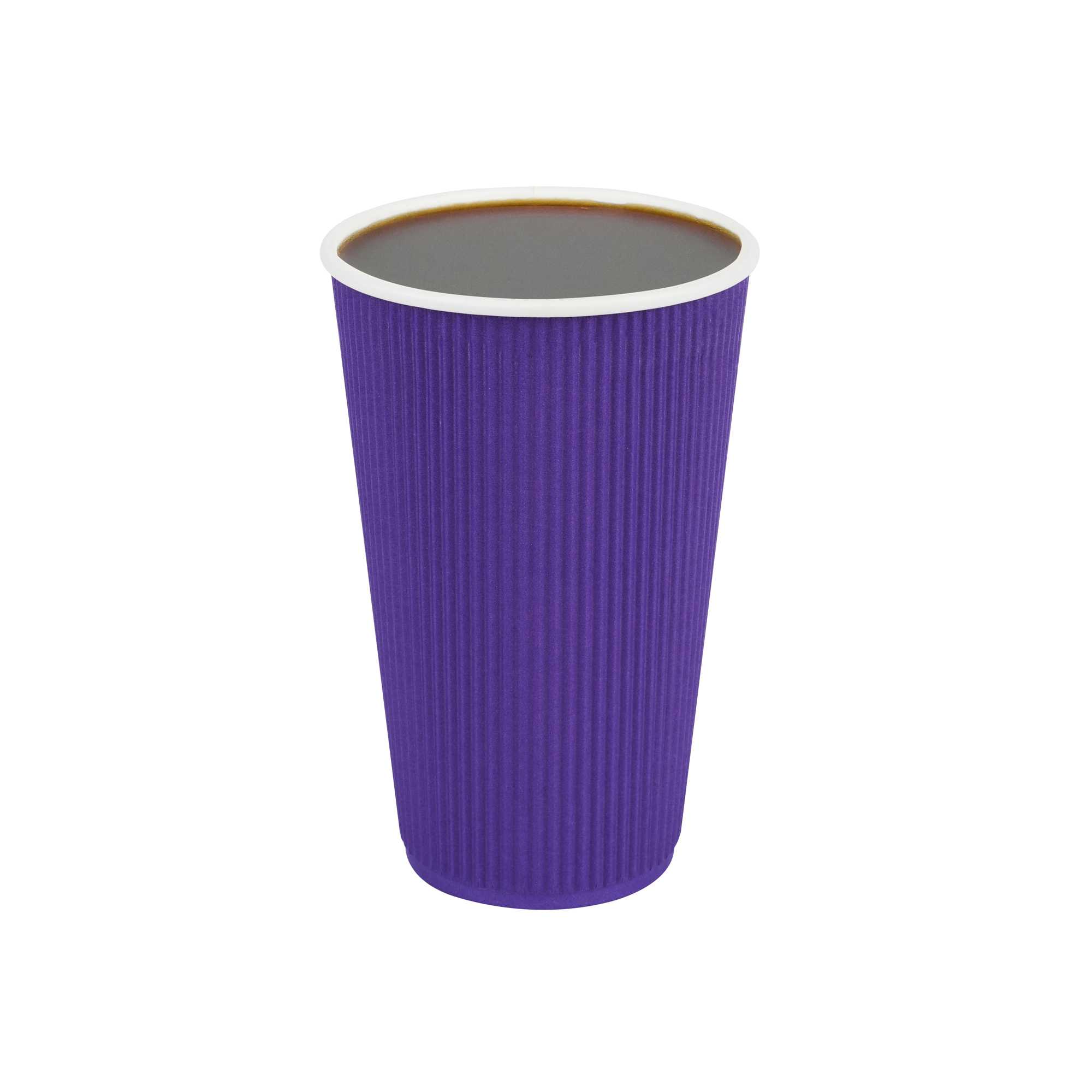 Restpresso 16 oz Royal Purple Paper Coffee Cup - Ripple Wall - 3 1/2" x 3 1/2" x 5 1/2" - 25 count box