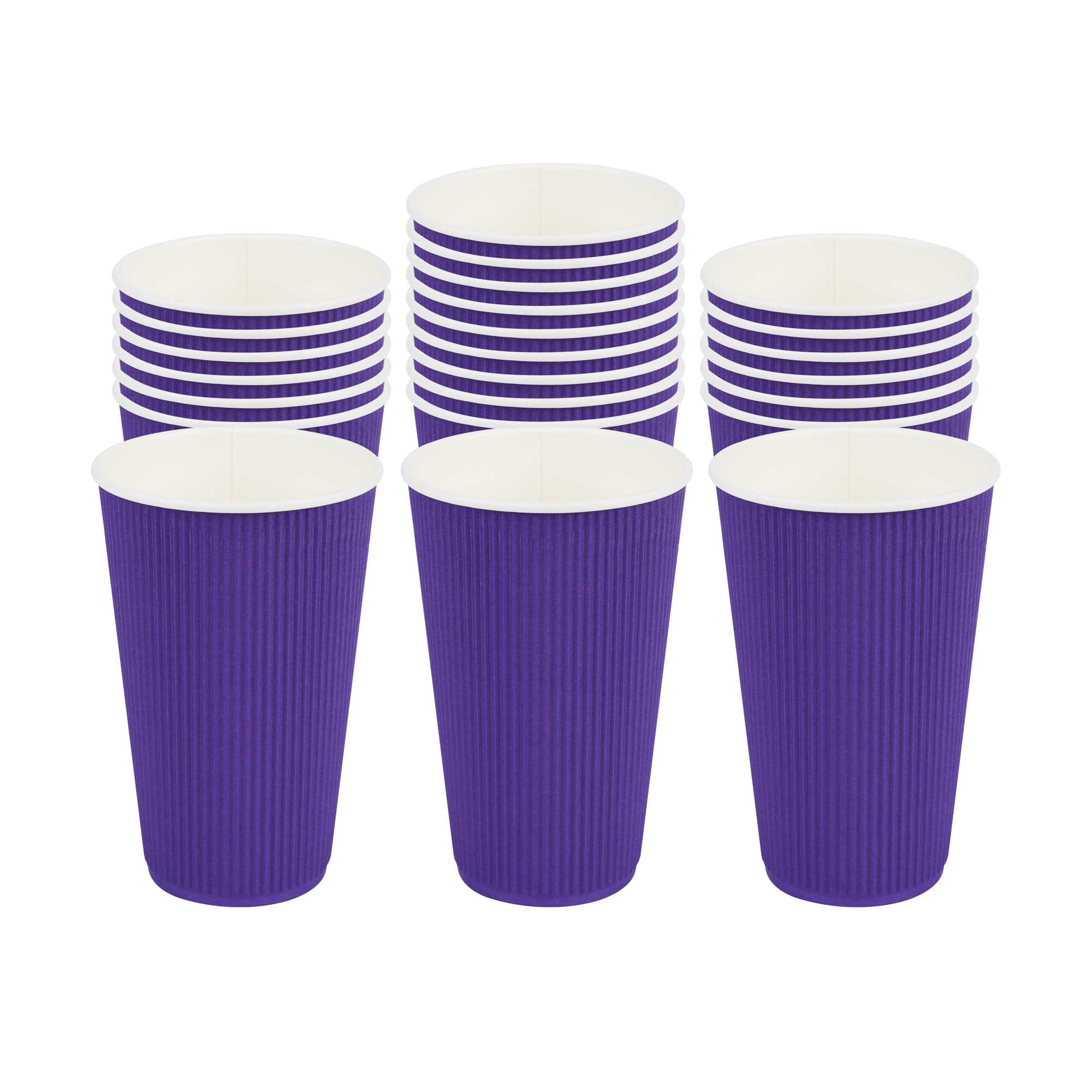 Restpresso 16 oz Royal Purple Paper Coffee Cup - Ripple Wall - 3 1/2" x 3 1/2" x 5 1/2" - 25 count box