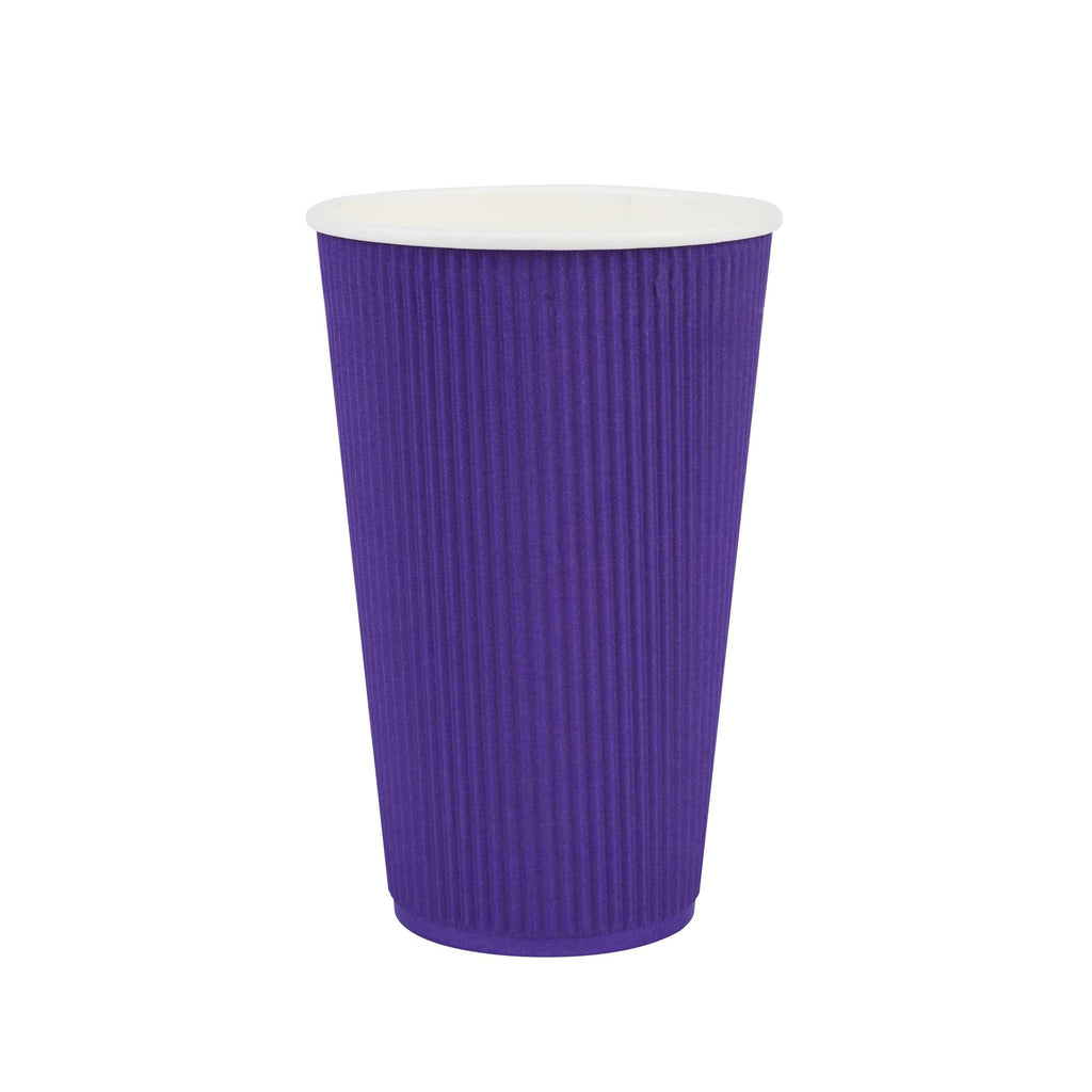 Restpresso 16 oz Royal Purple Paper Coffee Cup - Ripple Wall - 3 1/2" x 3 1/2" x 5 1/2" - 500 count box
