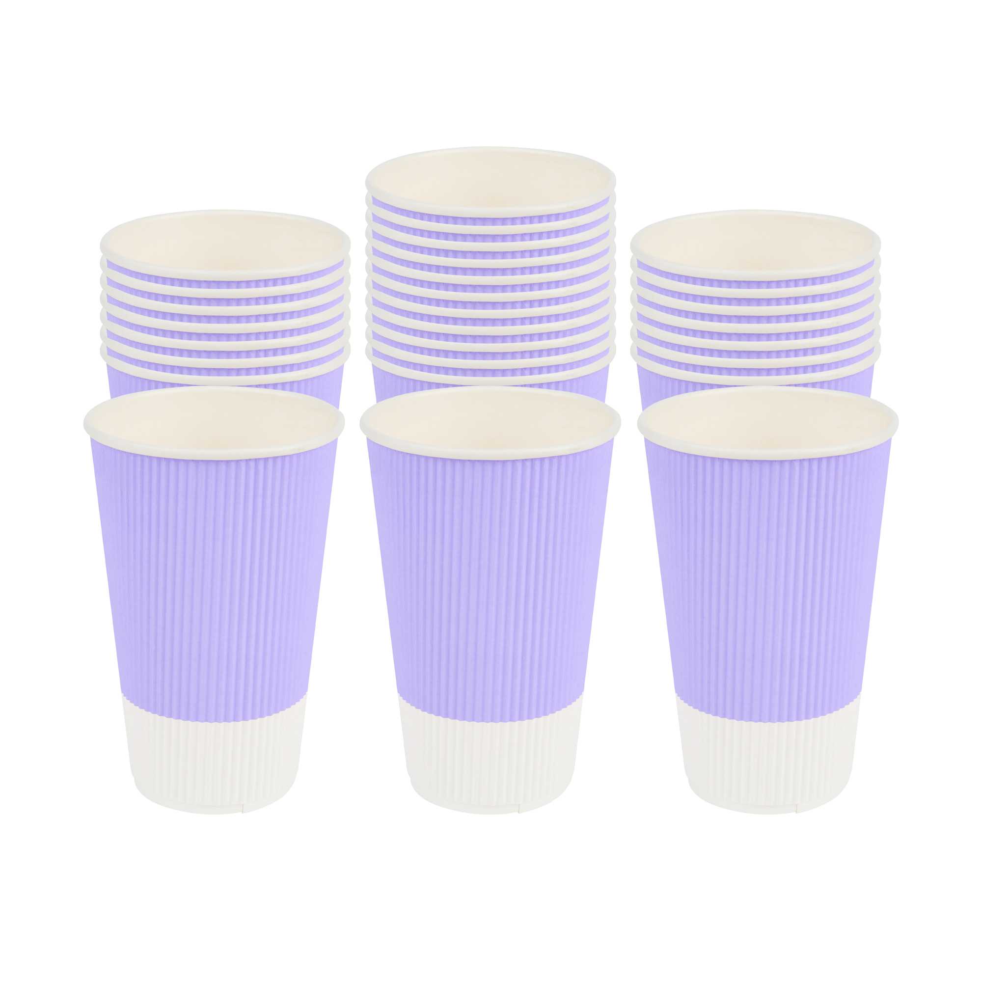 Restpresso 16 oz Light Purple Paper Coffee Cup - Ripple Wall - 3 1/2" x 3 1/2" x 5 1/2" - 25 count box
