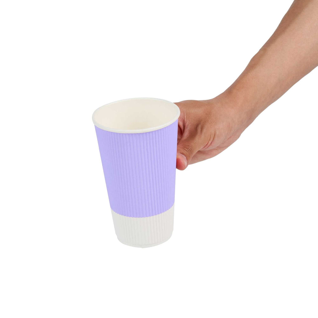 Restpresso 16 oz Light Purple Paper Coffee Cup - Ripple Wall - 3 1/2" x 3 1/2" x 5 1/2" - 25 count box