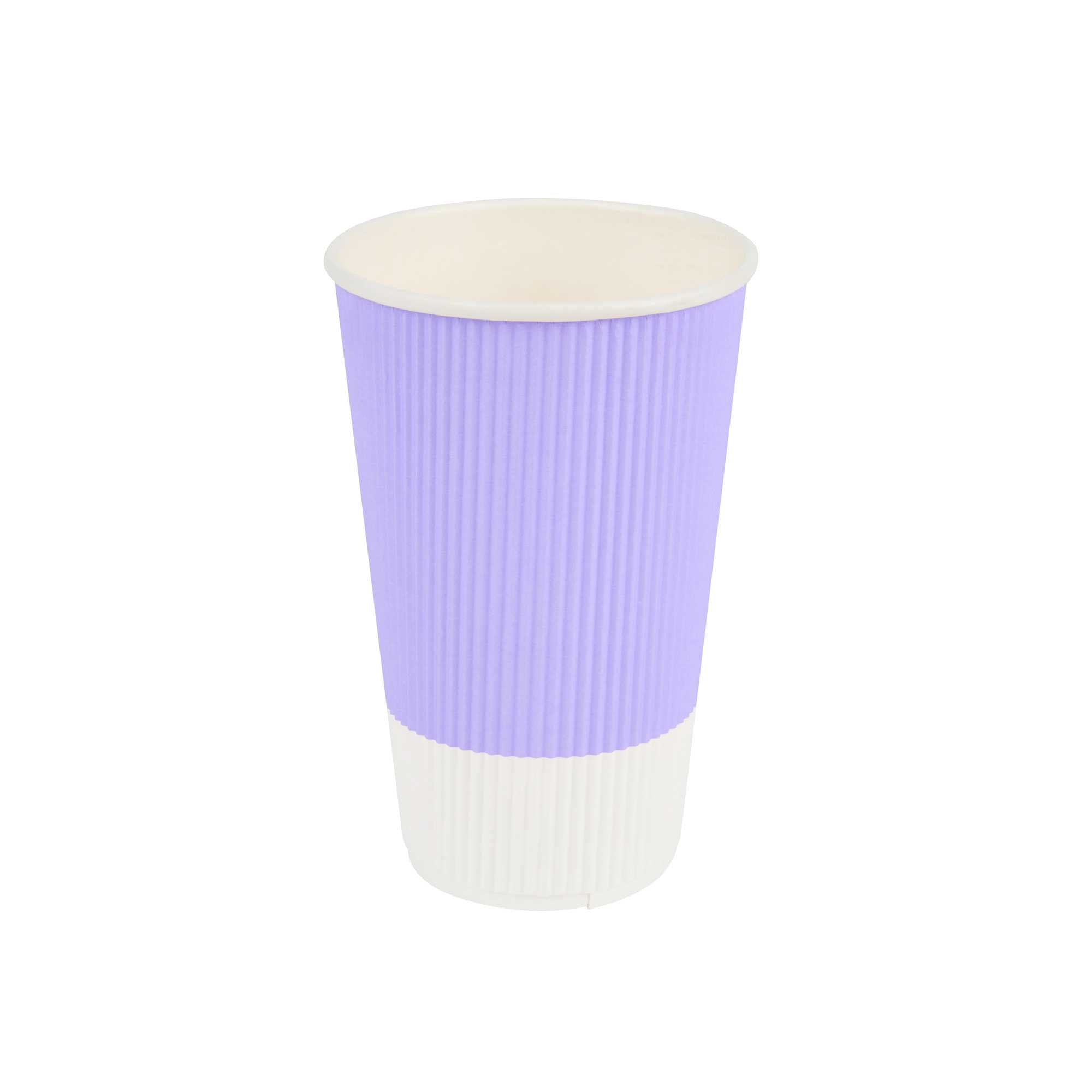 Restpresso 16 oz Light Purple Paper Coffee Cup - Ripple Wall - 3 1/2" x 3 1/2" x 5 1/2" - 25 count box
