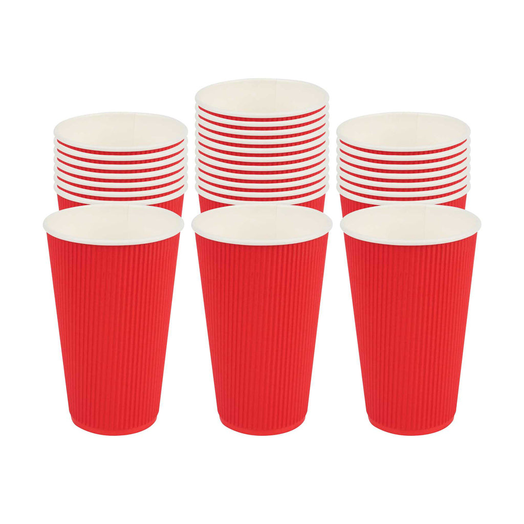 Restpresso 16 oz Red Paper Coffee Cup - Ripple Wall - 3 1/2" x 3 1/2" x 5 1/2" - 25 count box