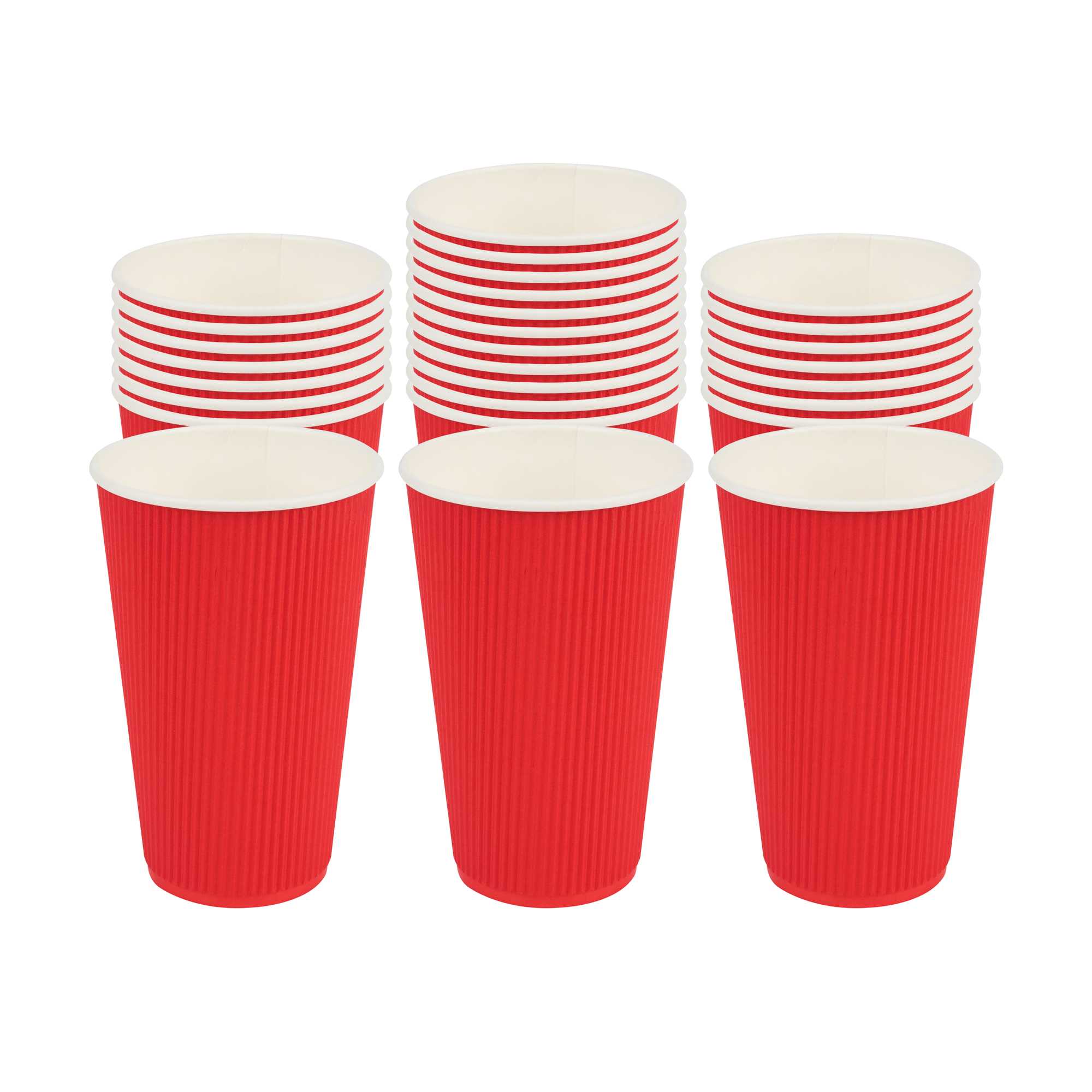 Restpresso 16 oz Red Paper Coffee Cup - Ripple Wall - 3 1/2" x 3 1/2" x 5 1/2" - 25 count box