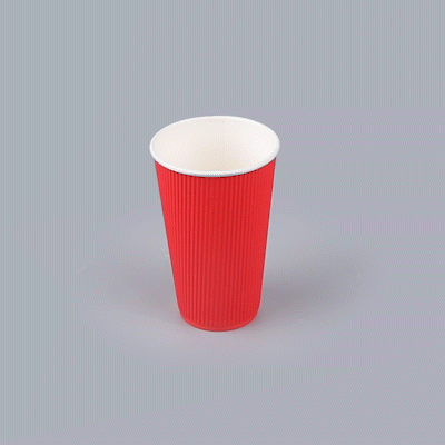Restpresso 16 oz Red Paper Coffee Cup - Ripple Wall - 3 1/2" x 3 1/2" x 5 1/2" - 25 count box