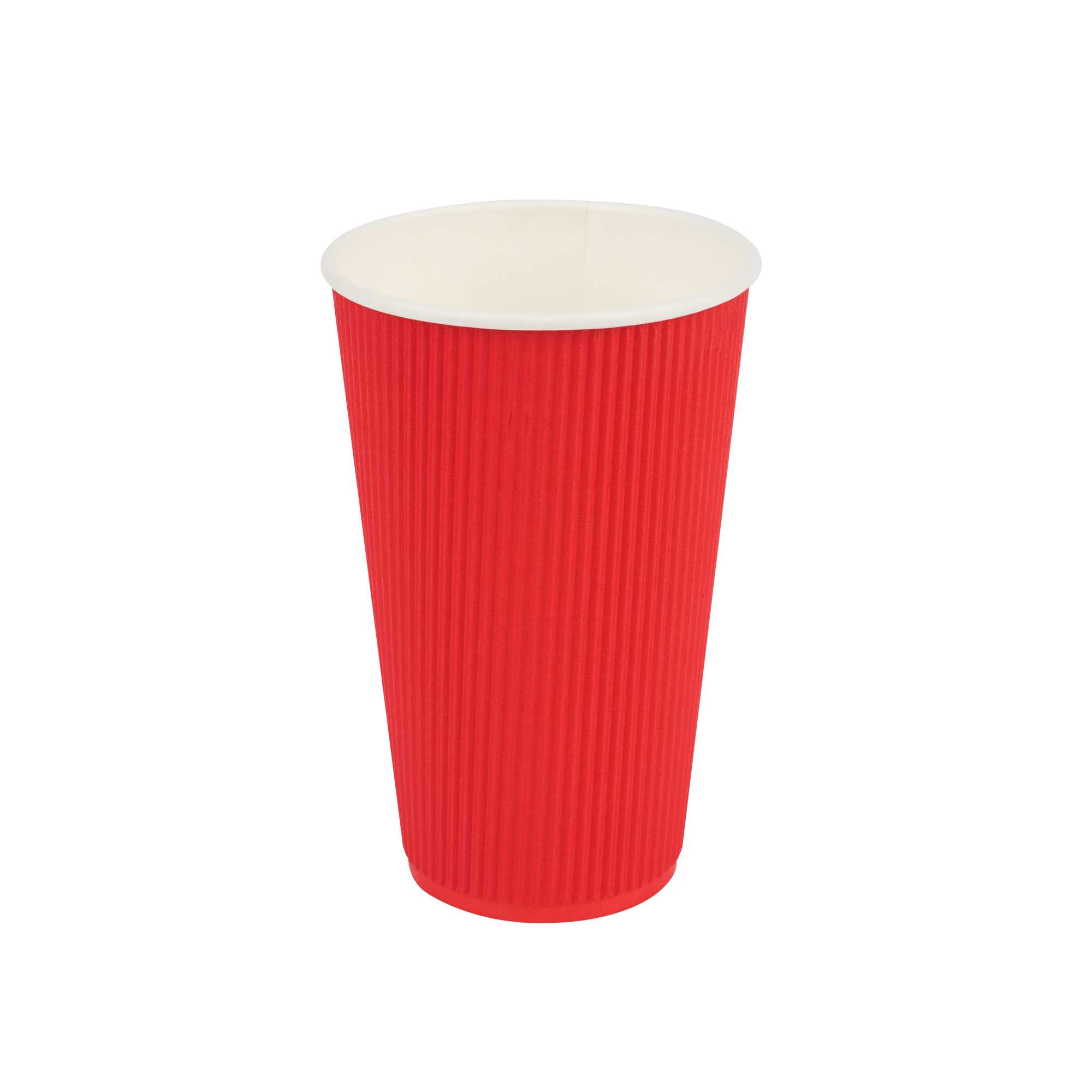 Restpresso 16 oz Red Paper Coffee Cup - Ripple Wall - 3 1/2" x 3 1/2" x 5 1/2" - 25 count box