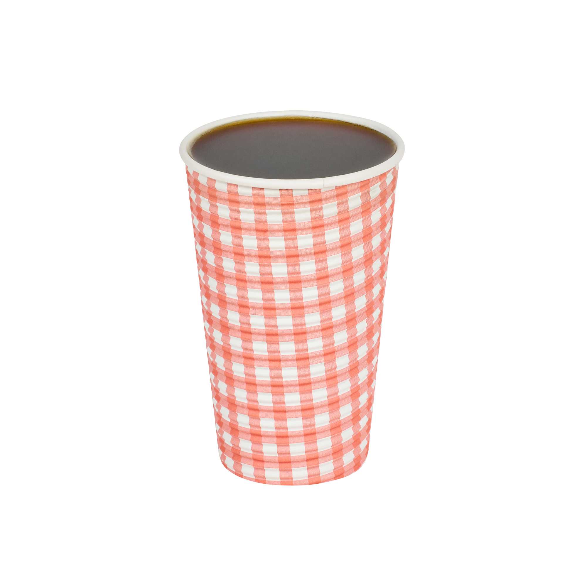 Restpresso 16 oz Picnic Print Paper Coffee Cup - Spiral Wall - 3 1/2" x 3 1/2" x 5 1/2" - 500 count box