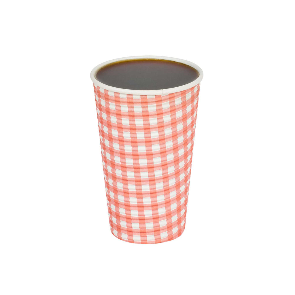 Restpresso 16 oz Picnic Print Paper Coffee Cup - Spiral Wall - 3 1/2" x 3 1/2" x 5 1/2" - 25 count box