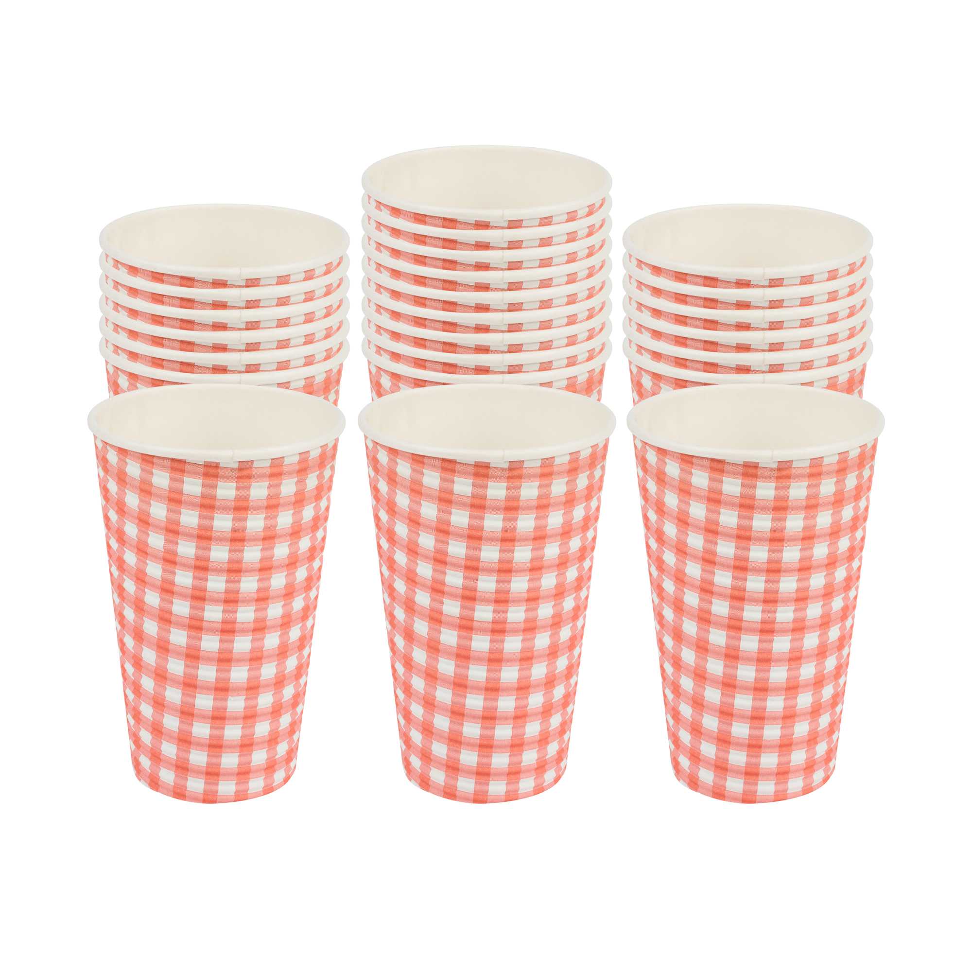 Restpresso 16 oz Picnic Print Paper Coffee Cup - Spiral Wall - 3 1/2" x 3 1/2" x 5 1/2" - 25 count box