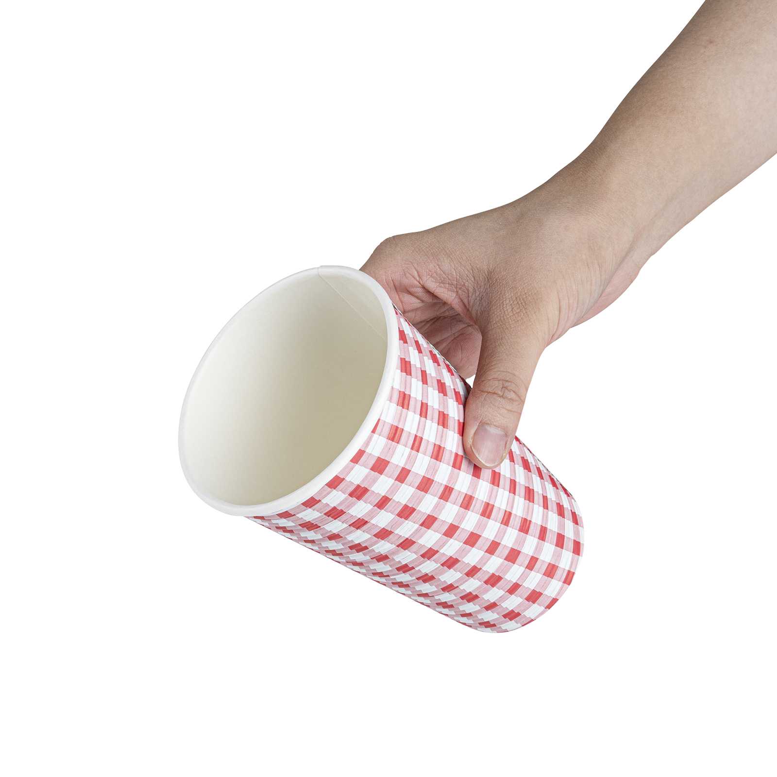 Restpresso 16 oz Picnic Print Paper Coffee Cup - Spiral Wall - 3 1/2" x 3 1/2" x 5 1/2" - 25 count box