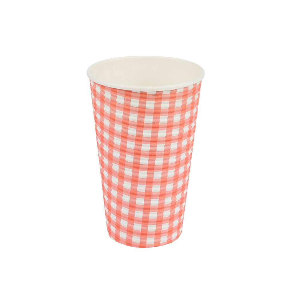 Restpresso 16 oz Picnic Print Paper Coffee Cup - Spiral Wall - 3 1/2" x 3 1/2" x 5 1/2" - 25 count box