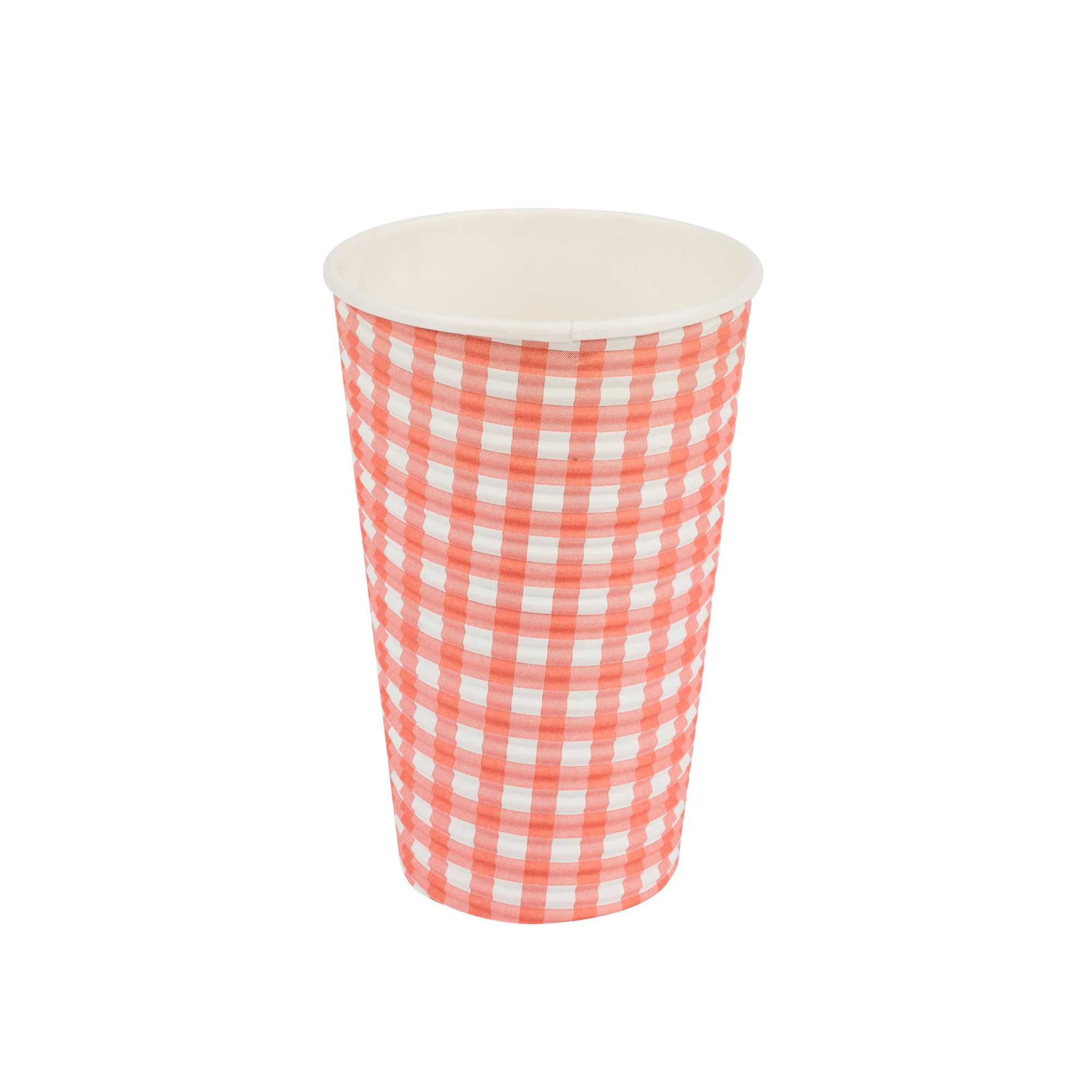 Restpresso 16 oz Picnic Print Paper Coffee Cup - Spiral Wall - 3 1/2" x 3 1/2" x 5 1/2" - 25 count box