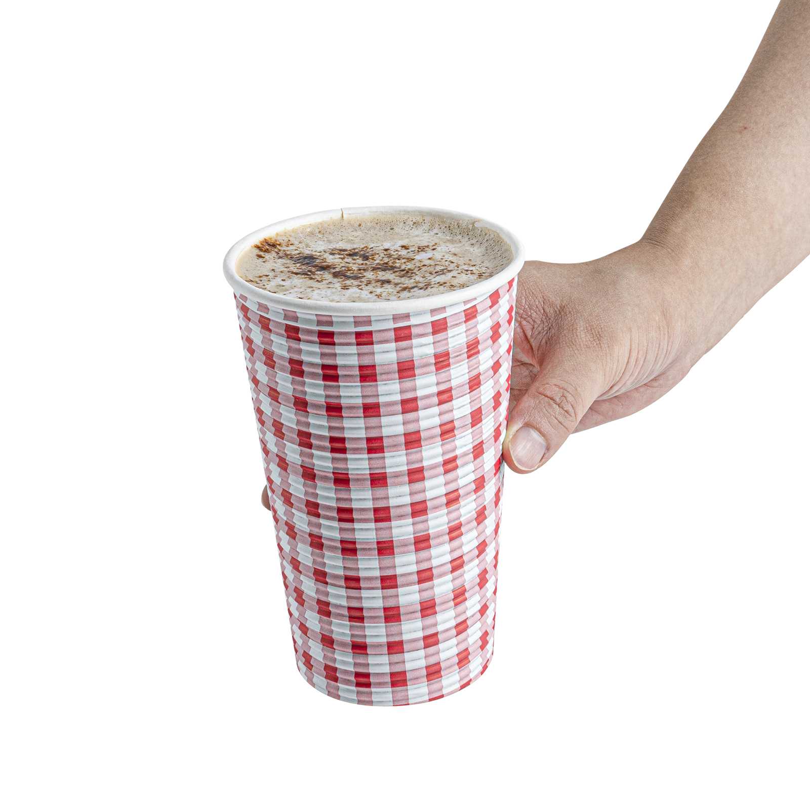 Restpresso 16 oz Picnic Print Paper Coffee Cup - Spiral Wall - 3 1/2" x 3 1/2" x 5 1/2" - 500 count box