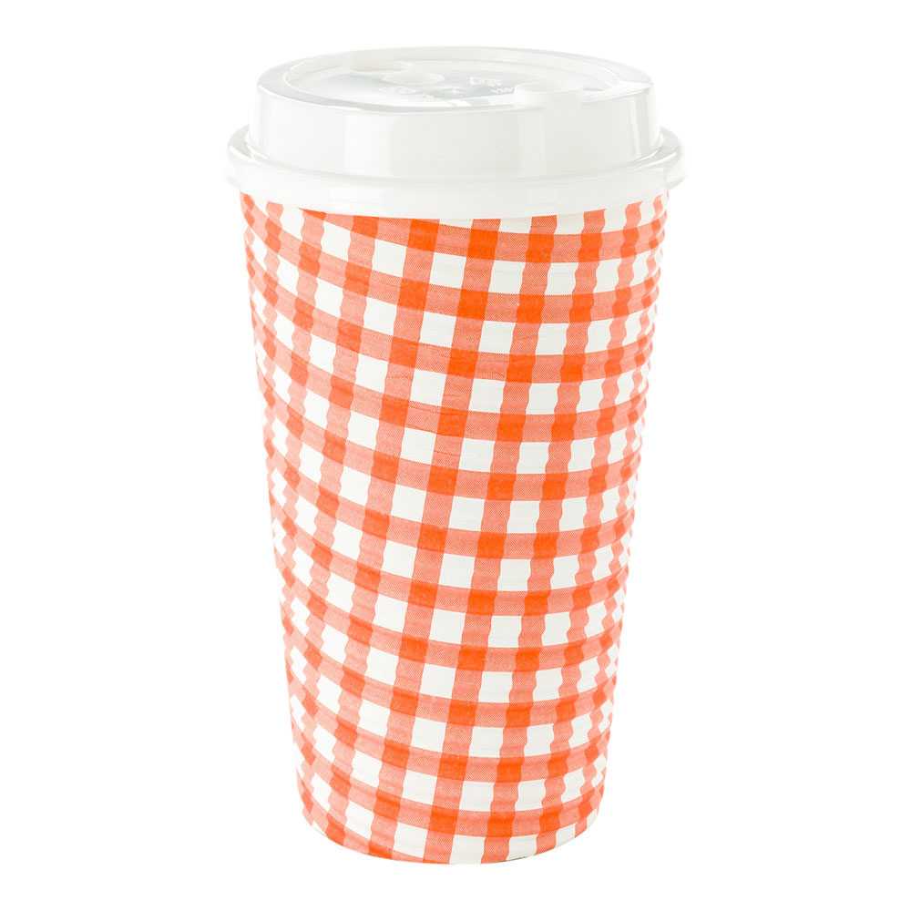 Restpresso 16 oz Picnic Print Paper Coffee Cup - Spiral Wall - 3 1/2" x 3 1/2" x 5 1/2" - 500 count box
