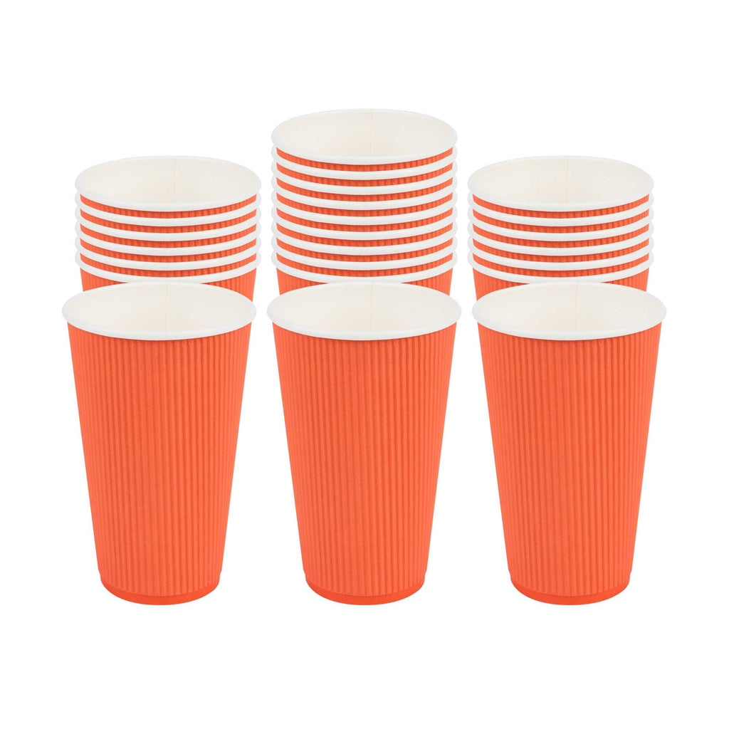 Restpresso 16 oz Tangerine Orange Paper Coffee Cup - Ripple Wall - 3 1/2" x 3 1/2" x 5 1/2" - 500 count box