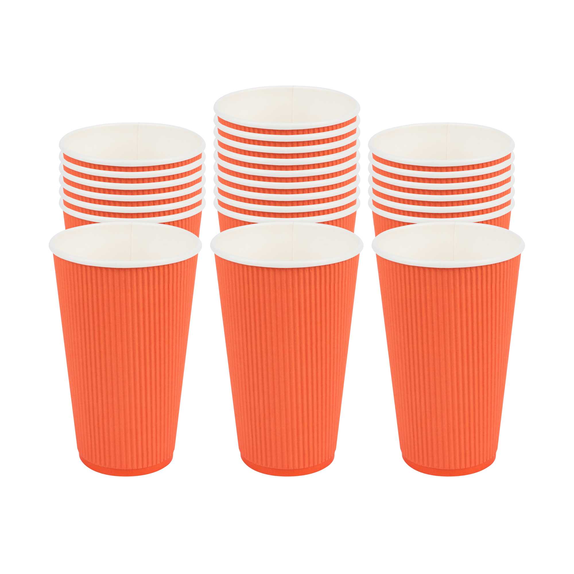 Restpresso 16 oz Tangerine Orange Paper Coffee Cup - Ripple Wall - 3 1/2" x 3 1/2" x 5 1/2" - 25 count box