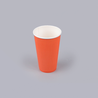 Restpresso 16 oz Tangerine Orange Paper Coffee Cup - Ripple Wall - 3 1/2" x 3 1/2" x 5 1/2" - 25 count box
