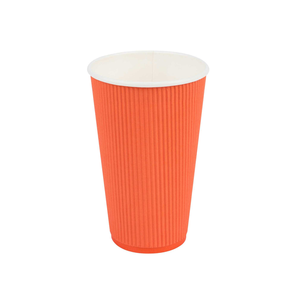 Restpresso 16 oz Tangerine Orange Paper Coffee Cup - Ripple Wall - 3 1/2" x 3 1/2" x 5 1/2" - 500 count box