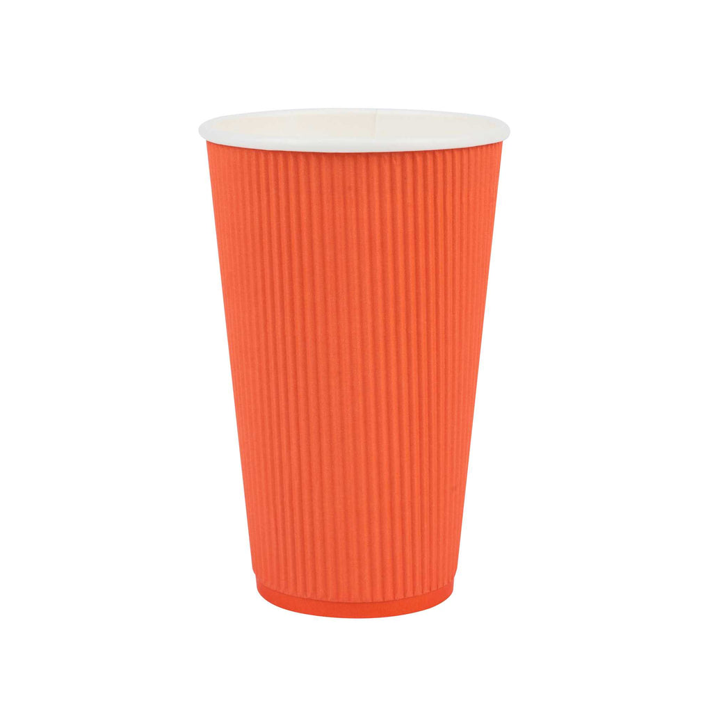 Restpresso 16 oz Tangerine Orange Paper Coffee Cup - Ripple Wall - 3 1/2" x 3 1/2" x 5 1/2" - 500 count box