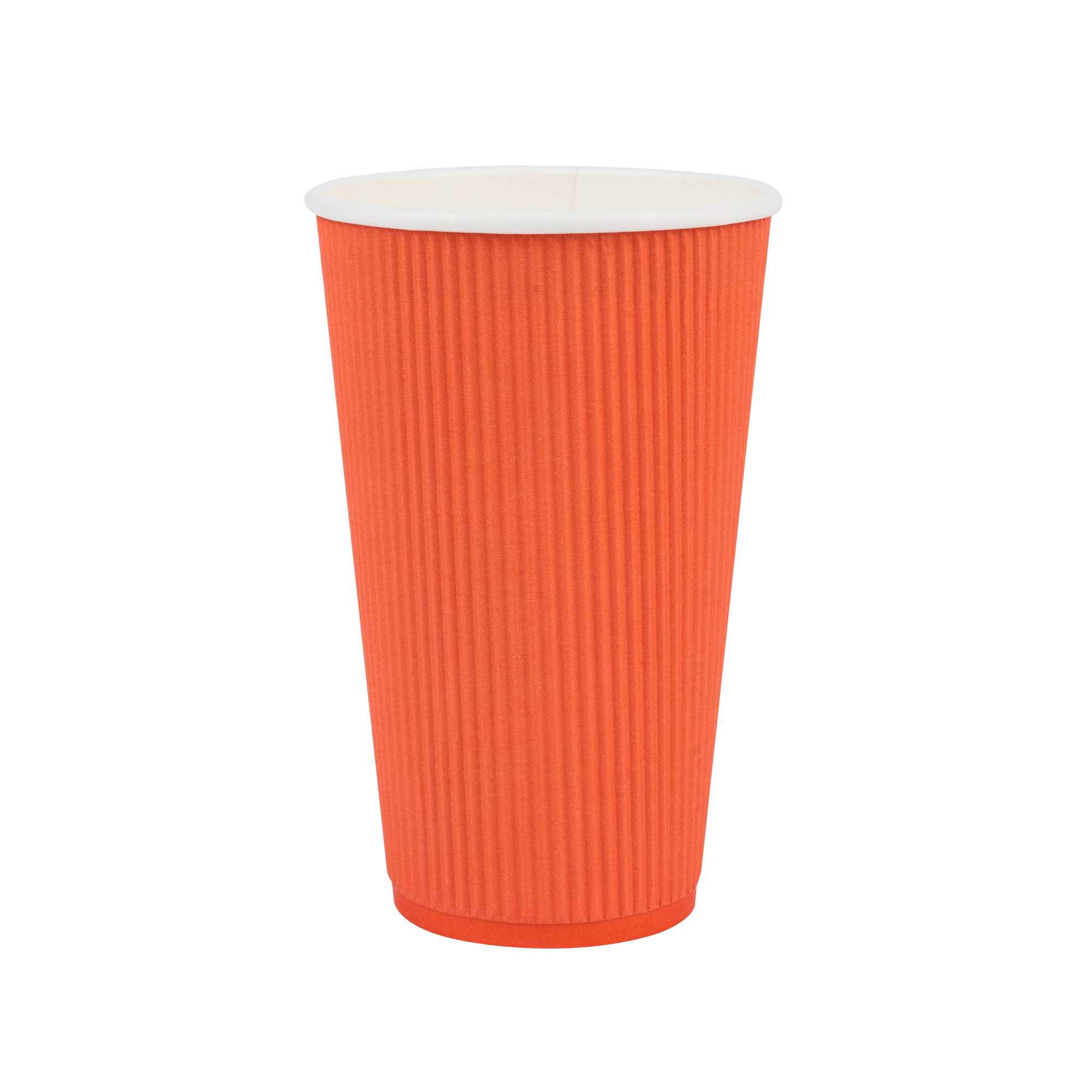 Restpresso 16 oz Tangerine Orange Paper Coffee Cup - Ripple Wall - 3 1/2" x 3 1/2" x 5 1/2" - 500 count box