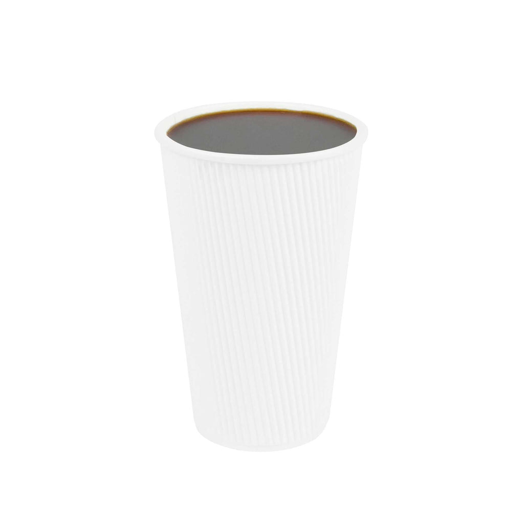 Restpresso 16 oz White Paper Coffee Cup - Ripple Wall - 3 1/2" x 3 1/2" x 5 1/2" - 500 count box