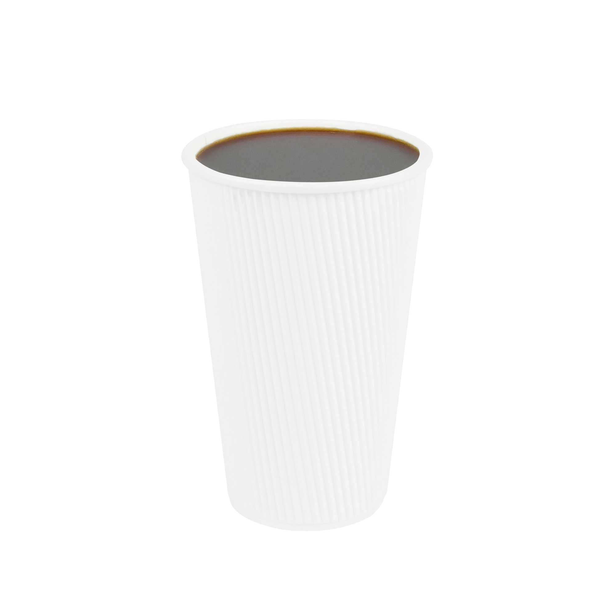 Restpresso 16 oz White Paper Coffee Cup - Ripple Wall - 3 1/2" x 3 1/2" x 5 1/2" - 500 count box