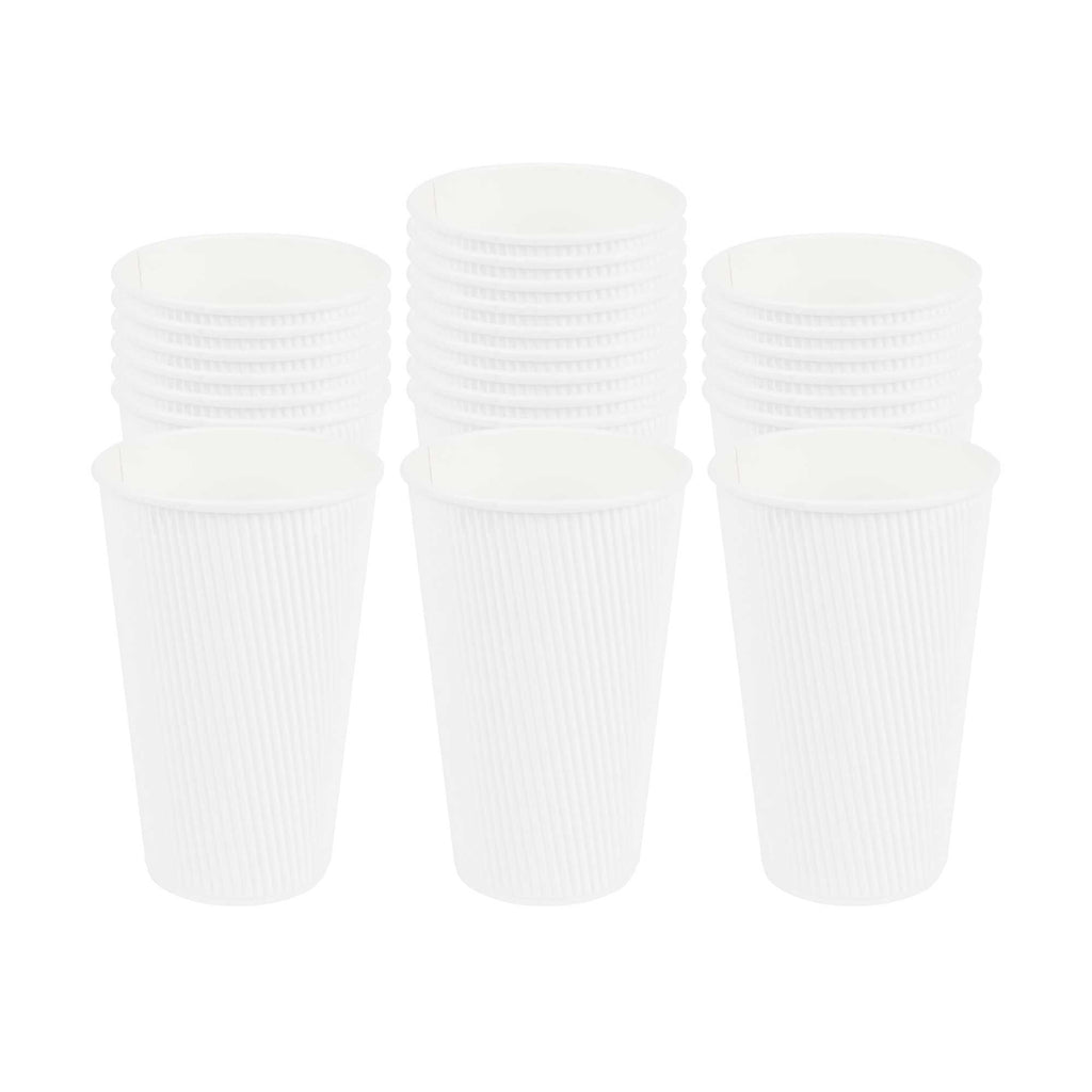 Restpresso 16 oz White Paper Coffee Cup - Ripple Wall - 3 1/2" x 3 1/2" x 5 1/2" - 500 count box
