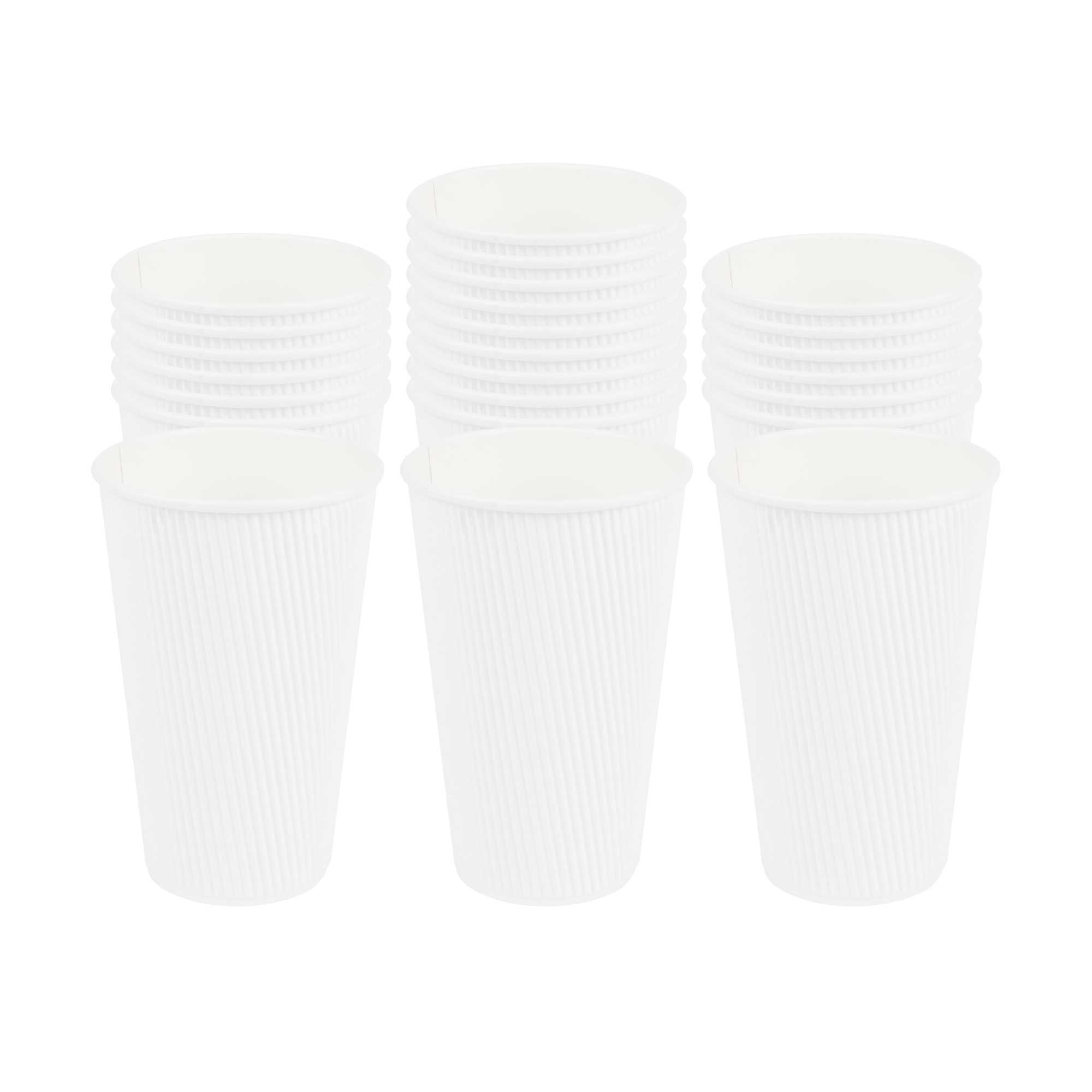 Restpresso 16 oz White Paper Coffee Cup - Ripple Wall - 3 1/2" x 3 1/2" x 5 1/2" - 25 count box