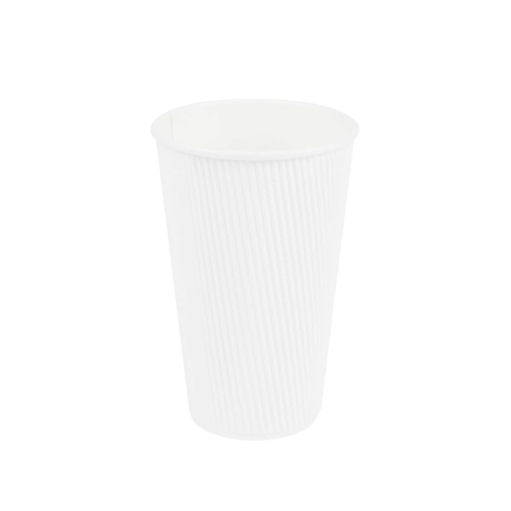 Restpresso 16 oz White Paper Coffee Cup - Ripple Wall - 3 1/2" x 3 1/2" x 5 1/2" - 500 count box