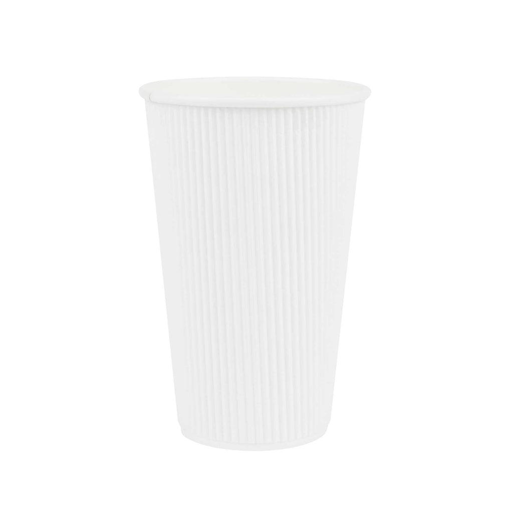 Restpresso 16 oz White Paper Coffee Cup - Ripple Wall - 3 1/2" x 3 1/2" x 5 1/2" - 500 count box