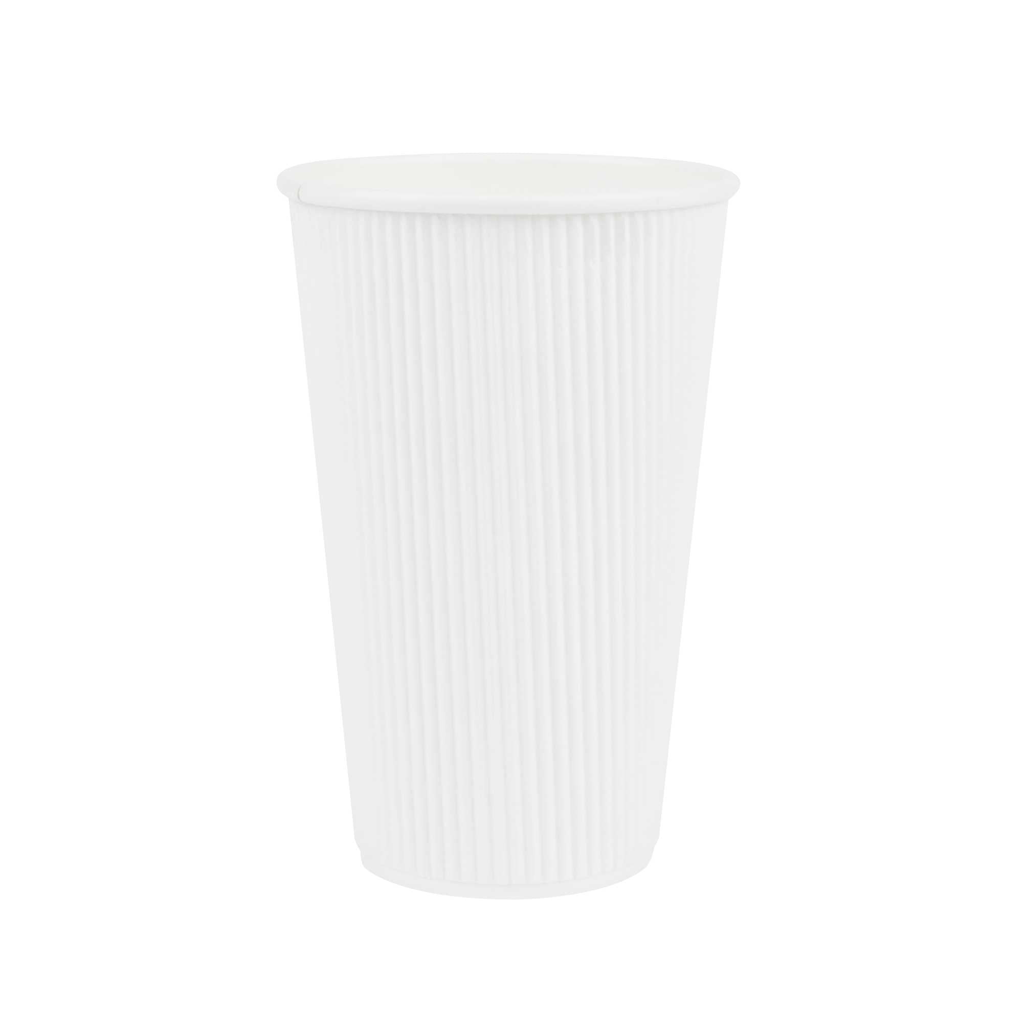 Restpresso 16 oz White Paper Coffee Cup - Ripple Wall - 3 1/2" x 3 1/2" x 5 1/2" - 500 count box