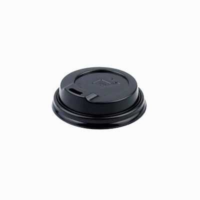 Restpresso Black Plastic Coffee Cup Lid - Fits 4 oz - 2 1/2" x 2 1/2" x 1/2" - 25 count box