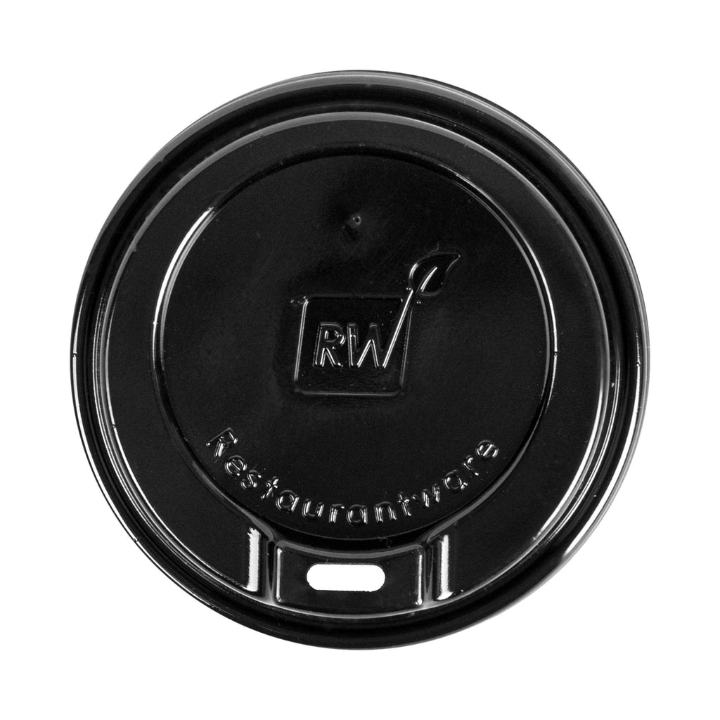 Restpresso Black Plastic Coffee Cup Lid - Elevated Spout, Fits 8, 12, 16 and 20 oz - 25 count box