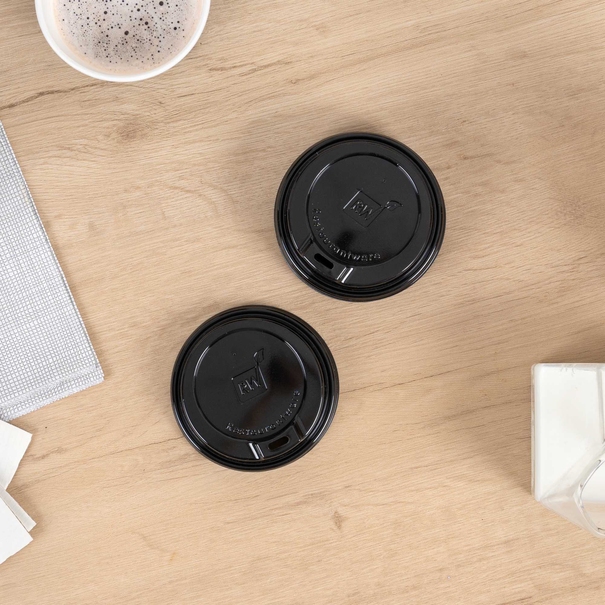 Restpresso Black Plastic Coffee Cup Lid - Elevated Spout, Fits 8, 12, 16 and 20 oz - 500 count box