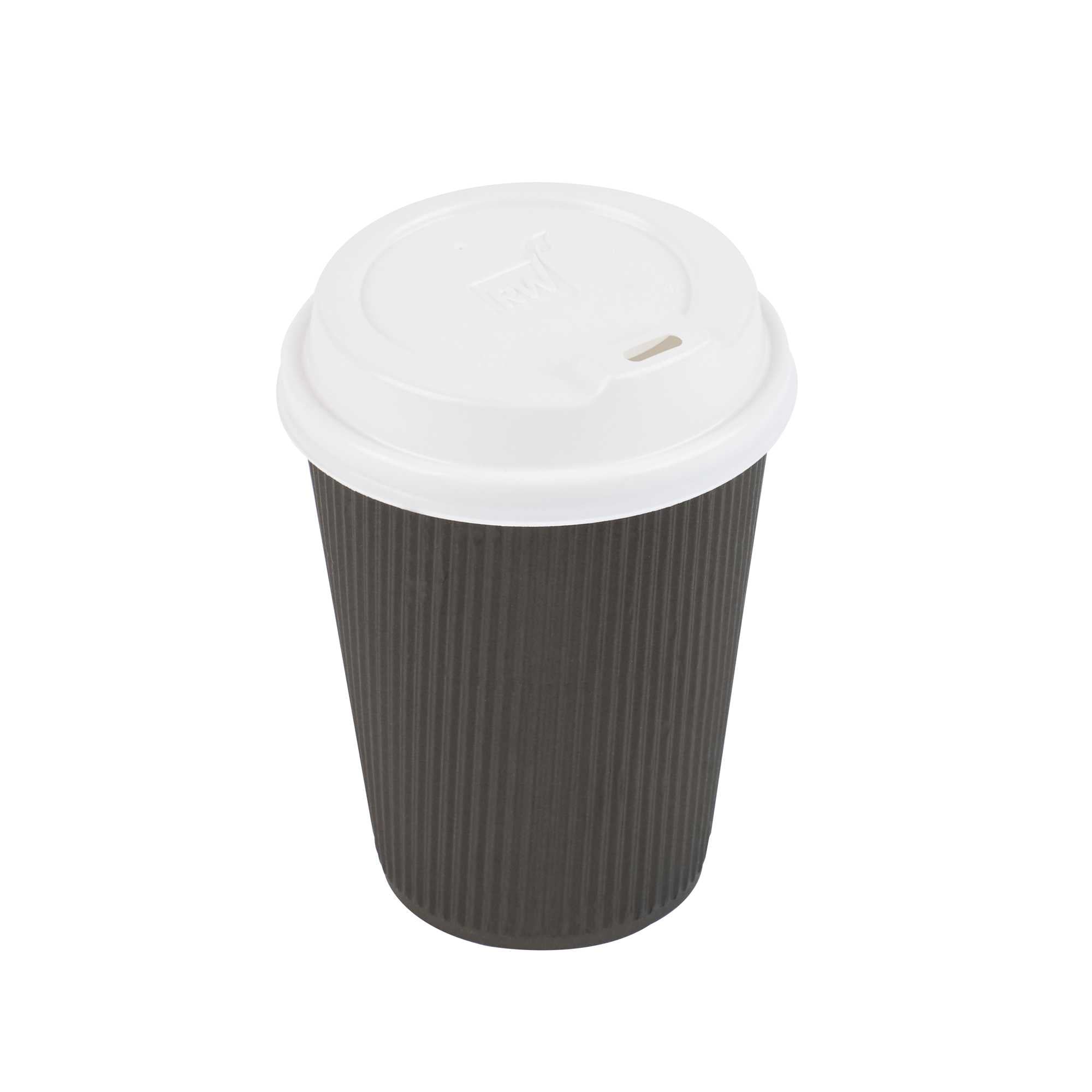 Restpresso White Plastic Coffee Cup Lid - Elevated Spout, Fits 8, 12, 16 and 20 oz - 25 count box