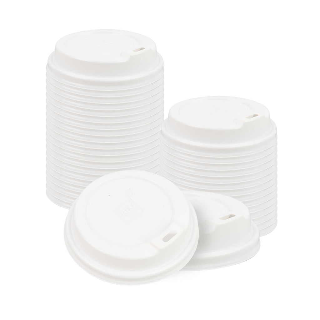 Restpresso White Plastic Coffee Cup Lid - Elevated Spout, Fits 8, 12, 16 and 20 oz - 25 count box