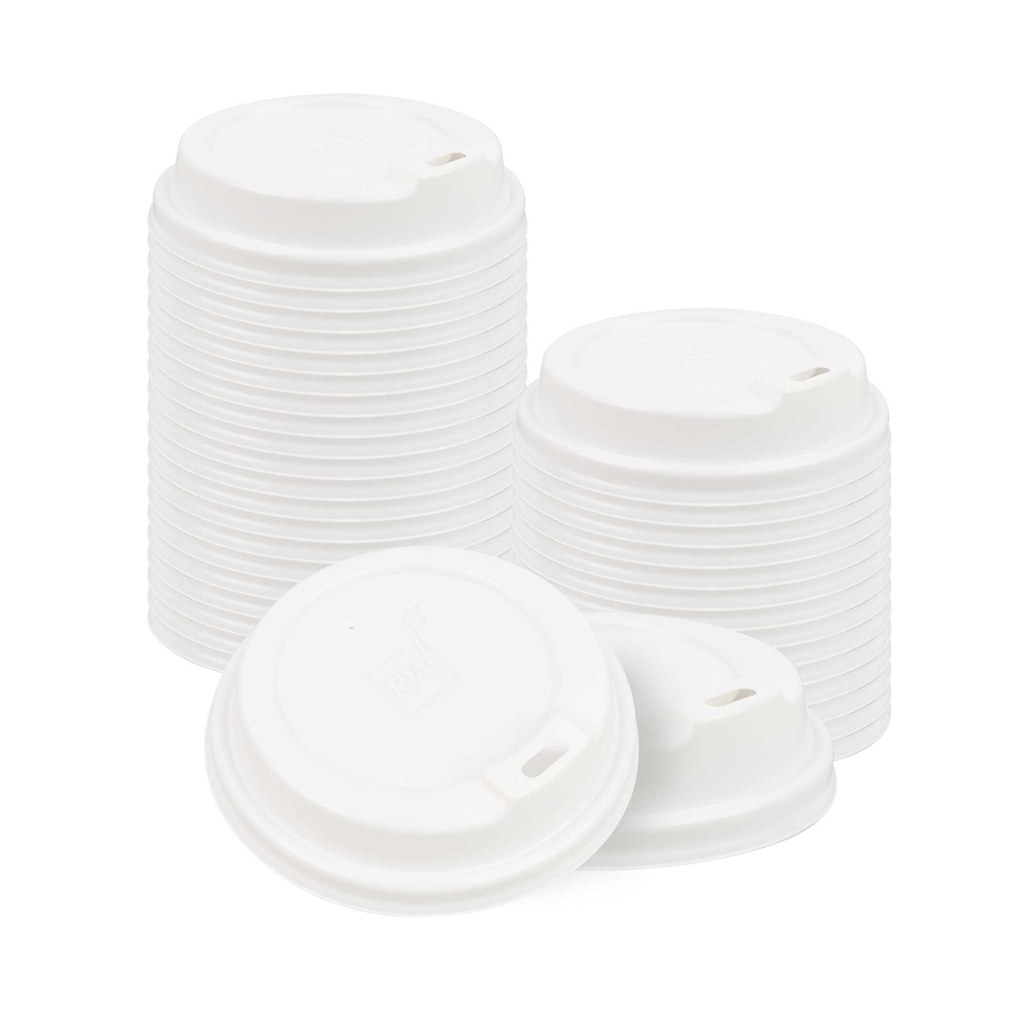Restpresso White Plastic Coffee Cup Lid - Elevated Spout, Fits 8, 12, 16 and 20 oz - 25 count box