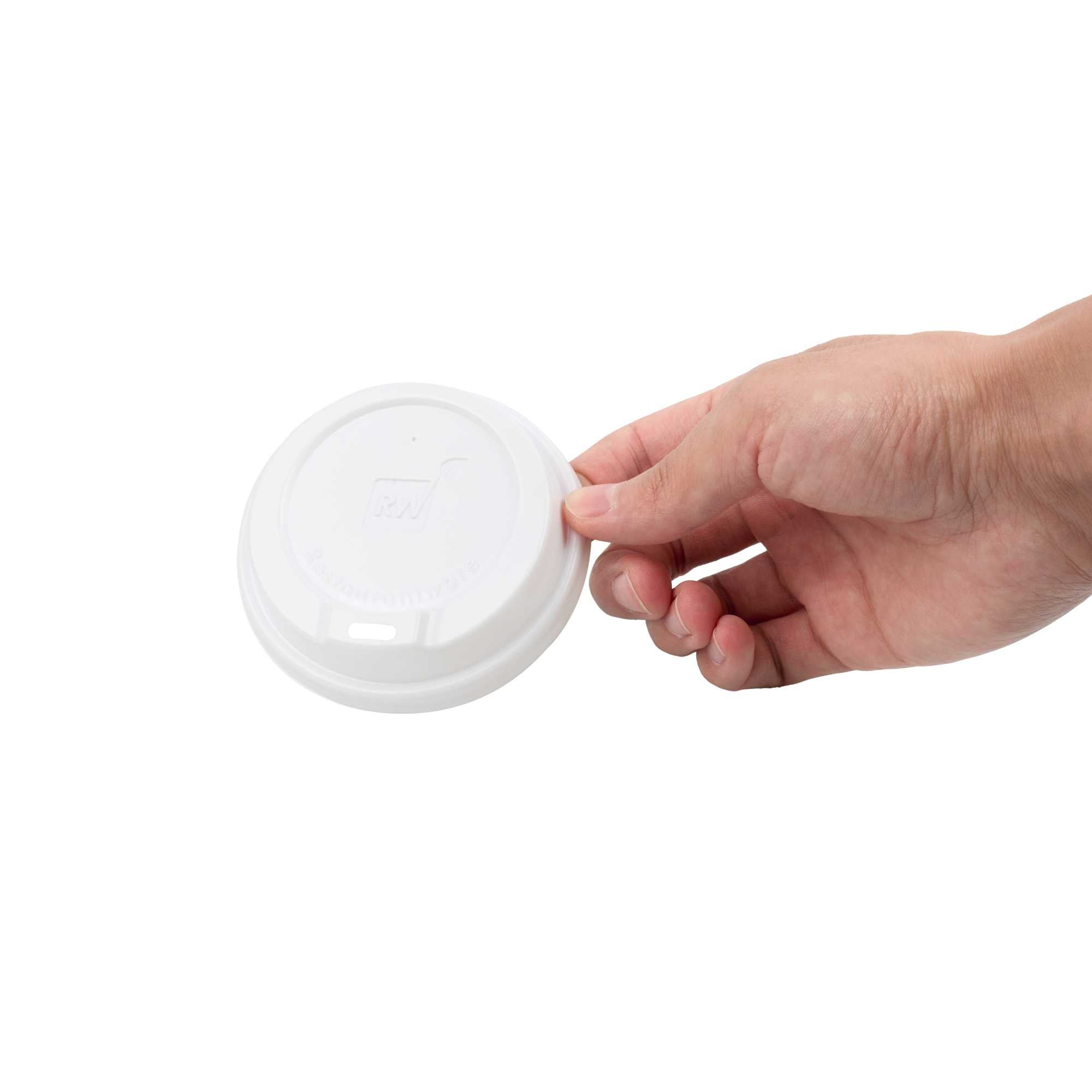 Restpresso White Plastic Coffee Cup Lid - Elevated Spout, Fits 8, 12, 16 and 20 oz - 500 count box