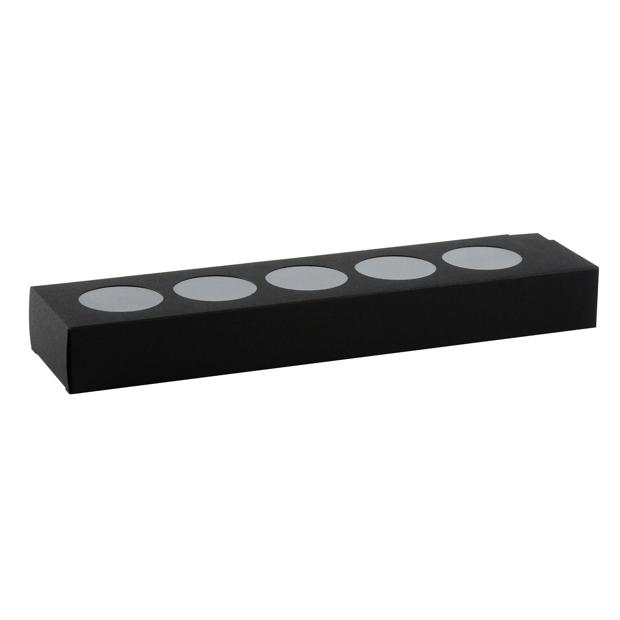 Valentino Rectangle Black Paper Macaron Box - Holds 5 Macarons - 12" x 3" x 1 1/2" - 100 count box