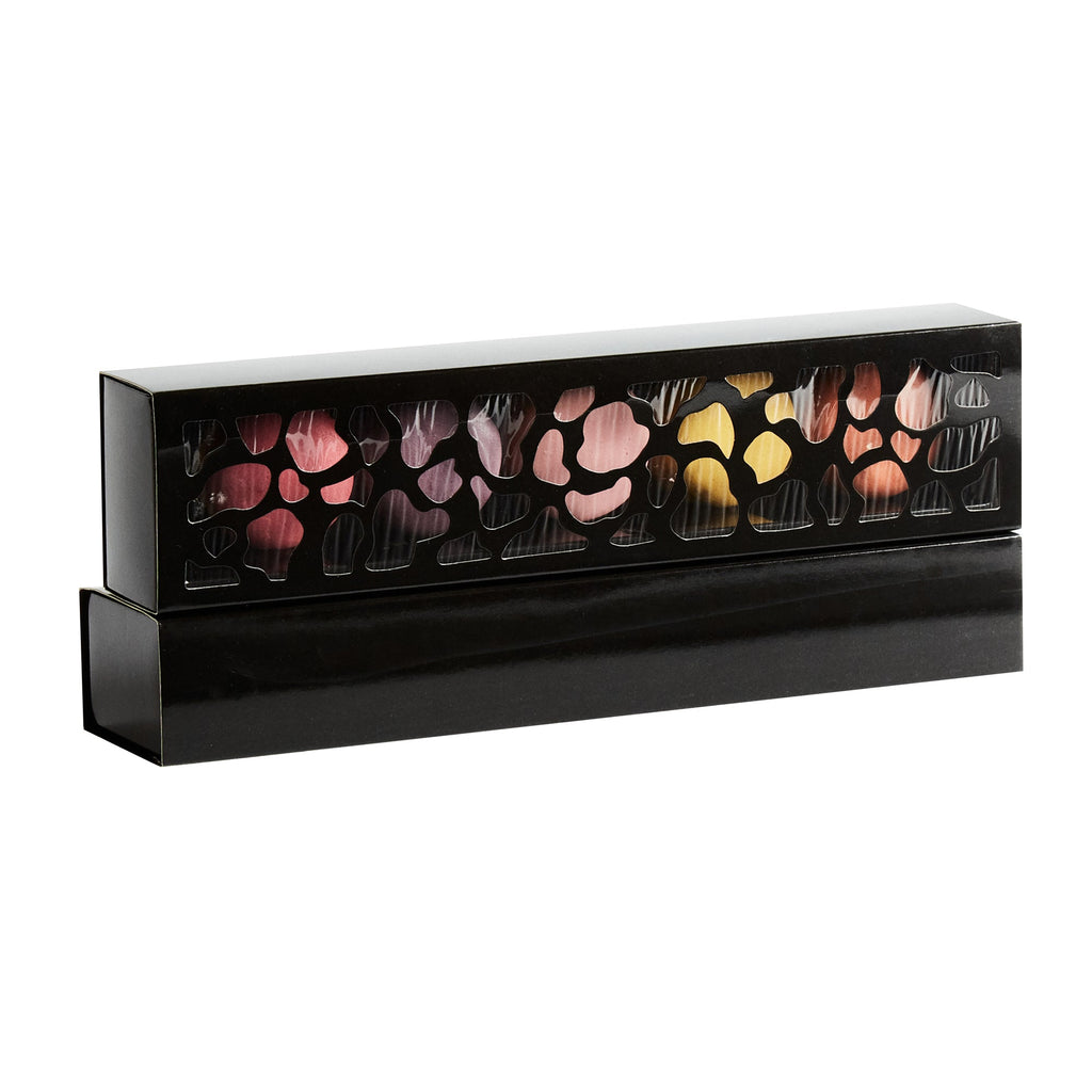 Sentiero Rectangle Black Paper Macaron Box - Holds 5 Macarons - 10" x 2 1/4" x 1 1/2" - 100 count box