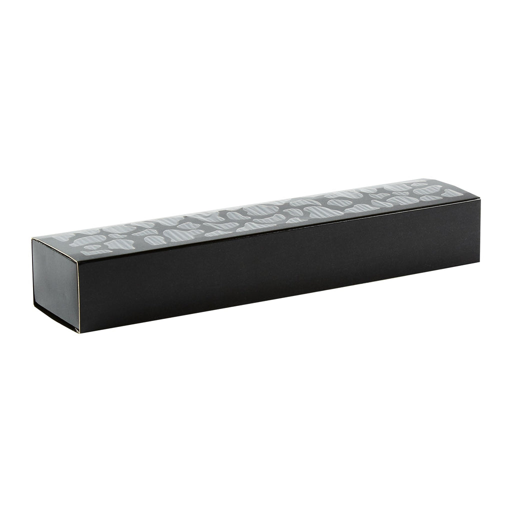 Sentiero Rectangle Black Paper Macaron Box - Holds 5 Macarons - 10" x 2 1/4" x 1 1/2" - 100 count box