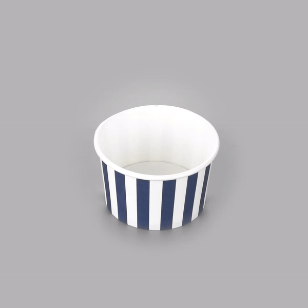 Coppetta 3 oz Round Blue and White Stripe Paper To Go Cup - 3" x 3" x 1 3/4" - 50 count box