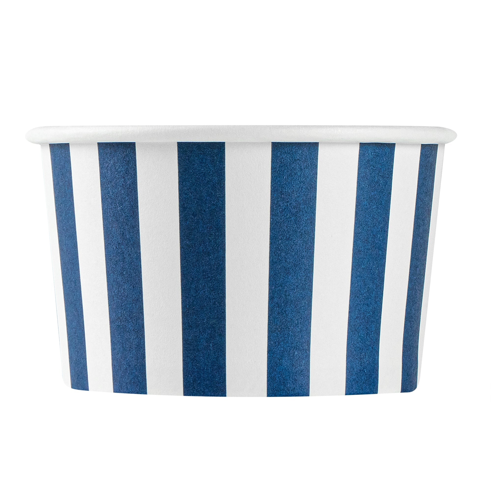Coppetta 3 oz Round Blue and White Stripe Paper To Go Cup - 3" x 3" x 1 3/4" - 50 count box