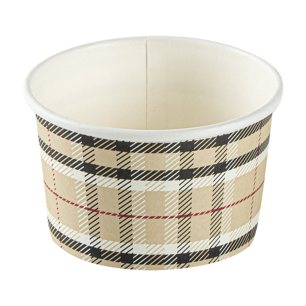 Coppetta 3 oz Round Plaid Paper To Go Cup - 3" x 3" x 1 3/4" - 50 count box