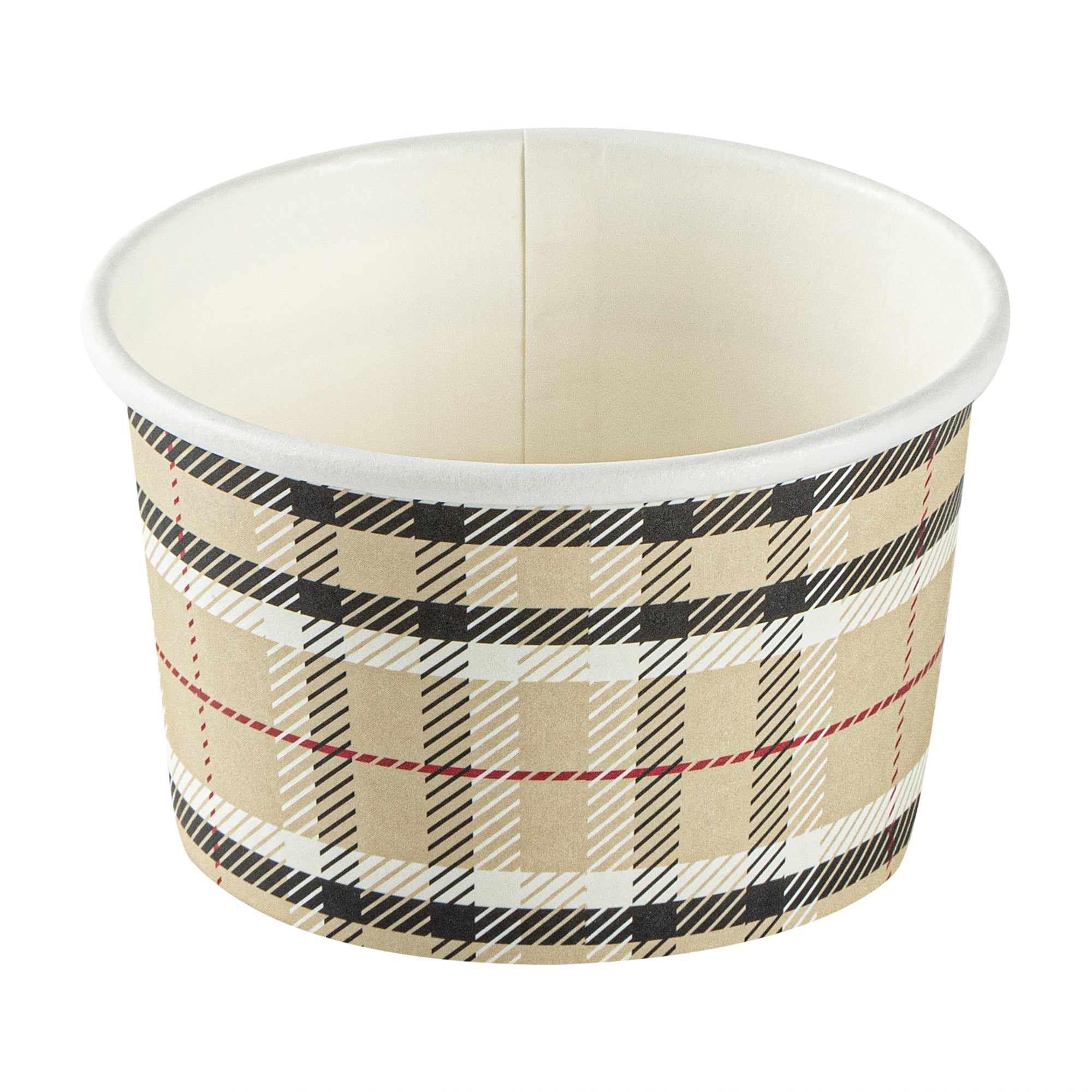 Coppetta 3 oz Round Plaid Paper To Go Cup - 3" x 3" x 1 3/4" - 50 count box