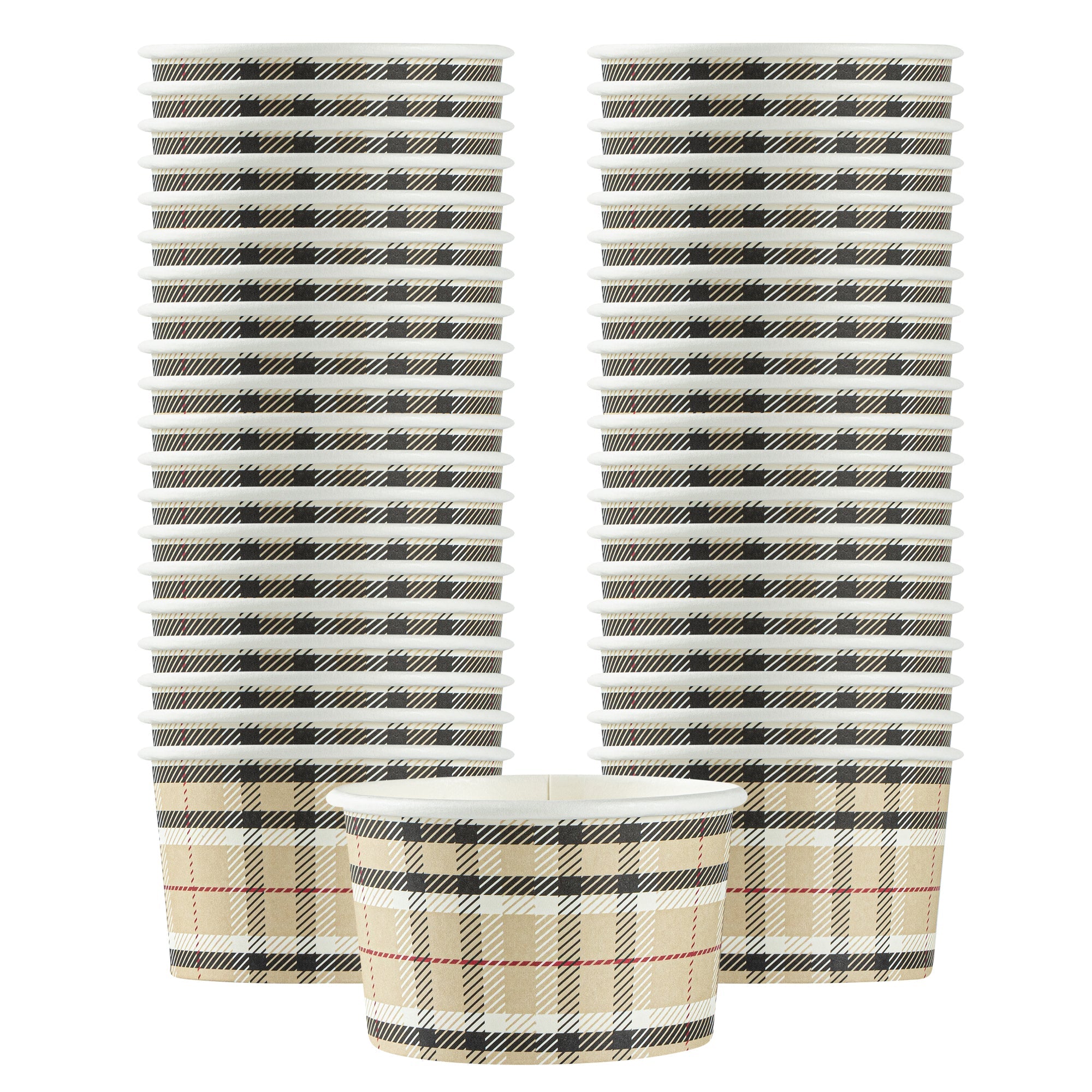 Coppetta 3 oz Round Plaid Paper To Go Cup - 3" x 3" x 1 3/4" - 50 count box