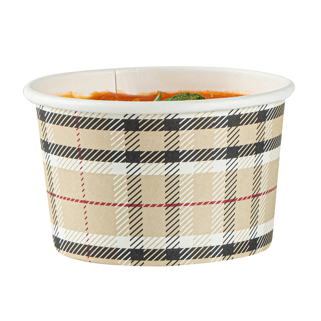 Coppetta 3 oz Round Plaid Paper To Go Cup - 3" x 3" x 1 3/4" - 50 count box